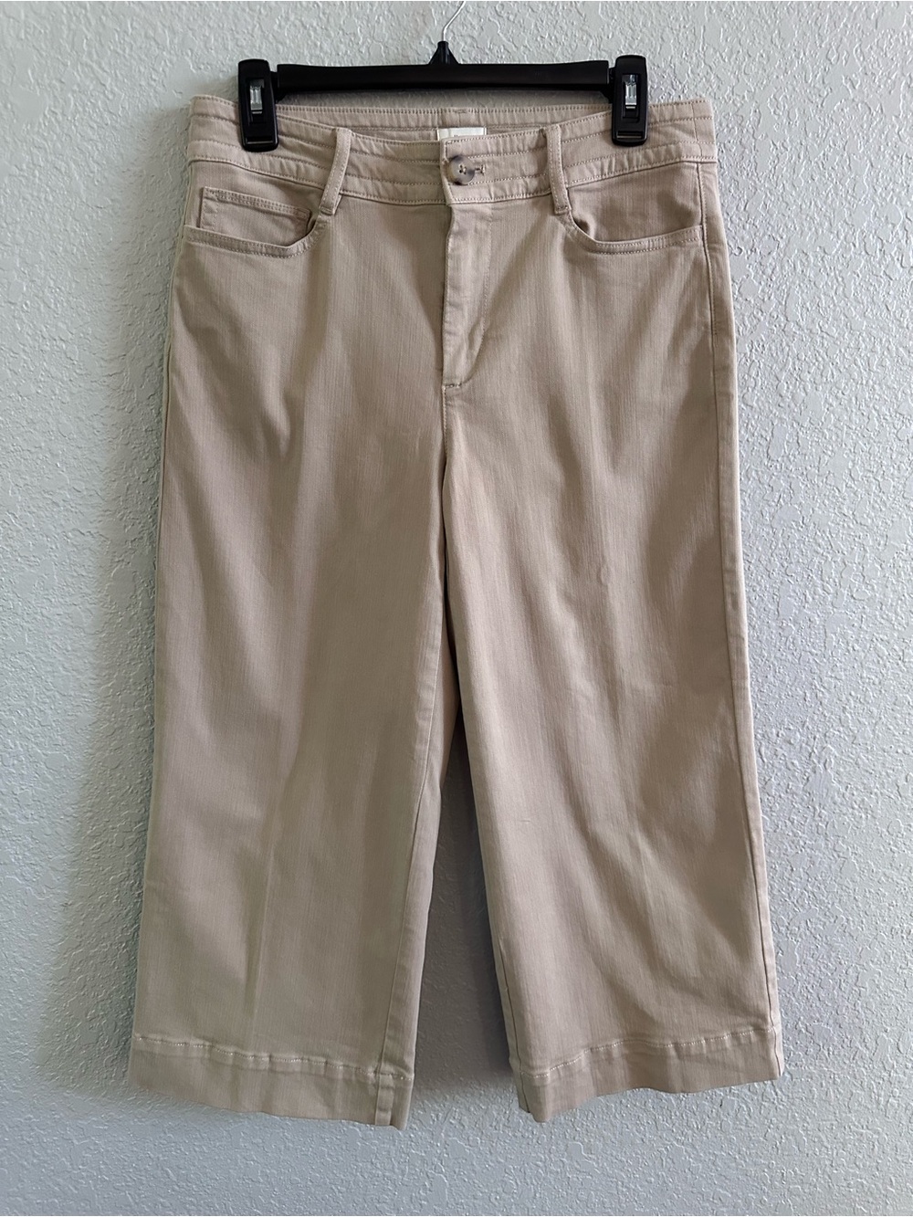J.Jill Denim High Rise Wide Leg Crop Jeans Blush Beige Stretch 8‎ Petite - Picture 2 of 11